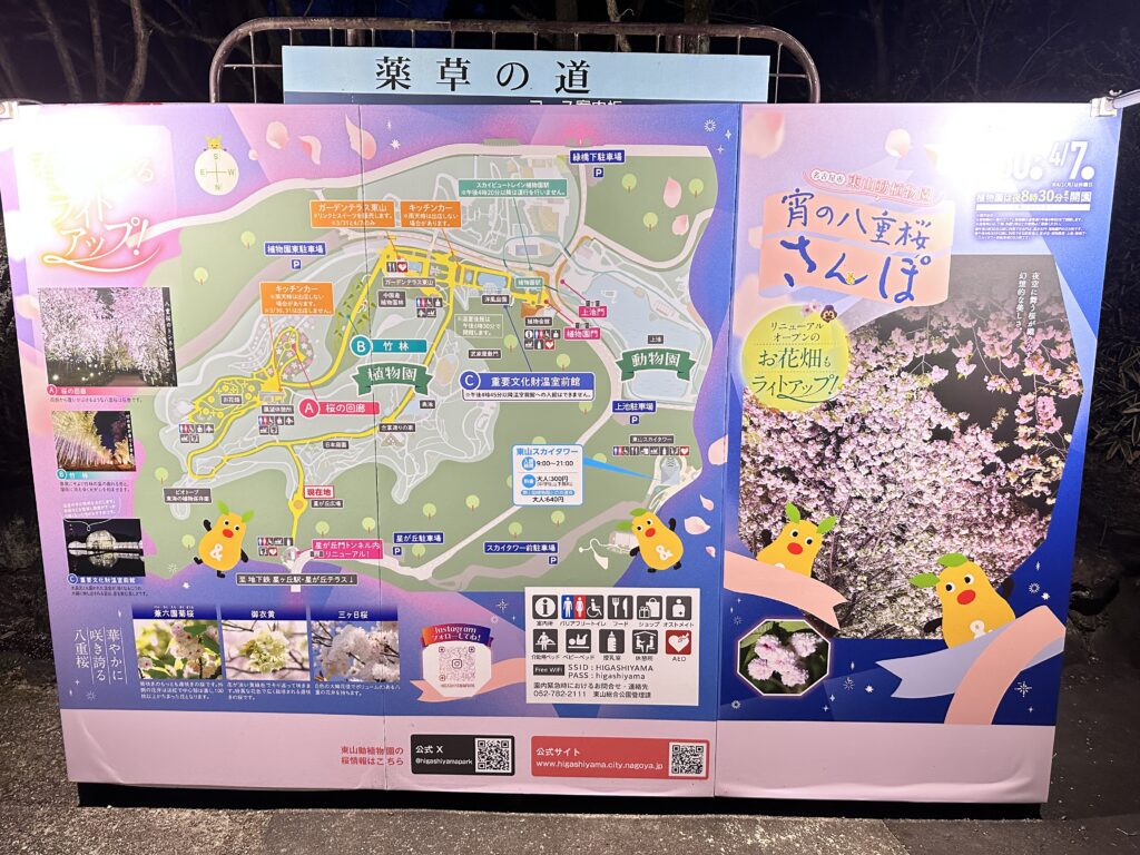 東山動植物園　宵の八重桜散歩　マップ　地図　アクセス