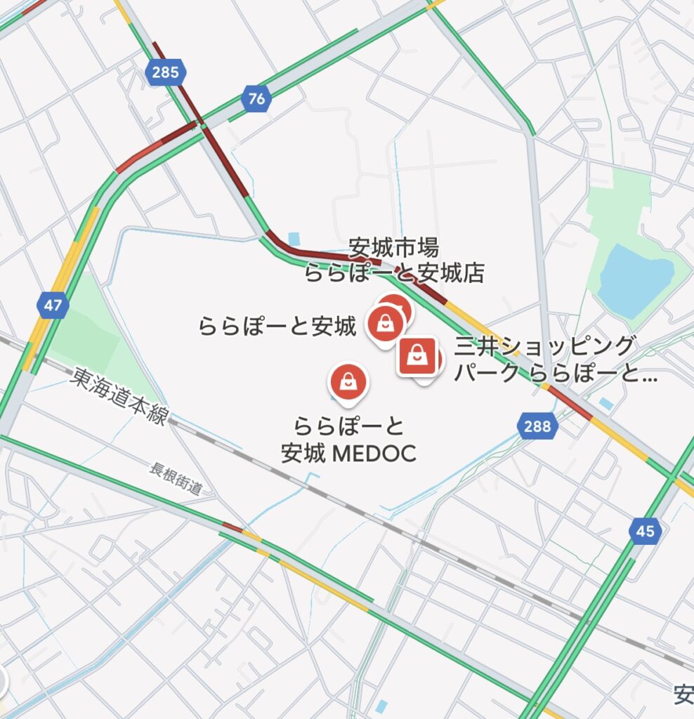 ららぽーと安城 周辺道路 混む 混雑